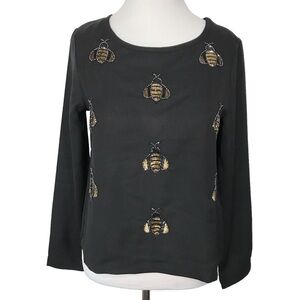 H&M Sequin Bumble Bee Long Sleeve Top Blouse Size 4
